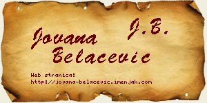 Jovana Belaćević vizit kartica